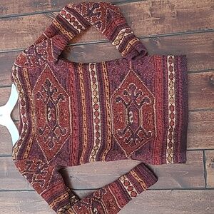 Vtg. Lauren Ralph Lauren Women's Multicolor Patterned Wool Blend Sweater Size S